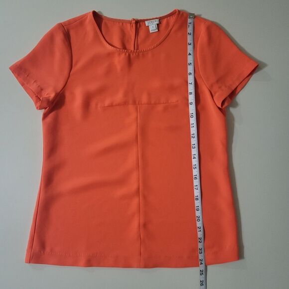 J. Crew Orange Polyester Short Sleeve Blouse - Picture 4 of 10